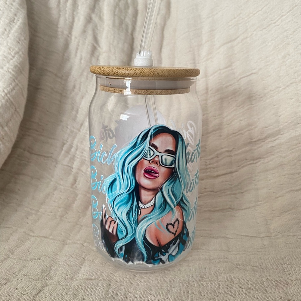 karol g cup pink & blue hair era